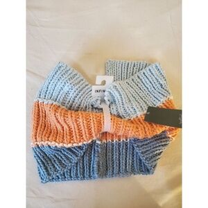 Wild Fable Women's OSFM Blue & Orange Stripe Ribbed Knit Fall Winter Snood Scarf